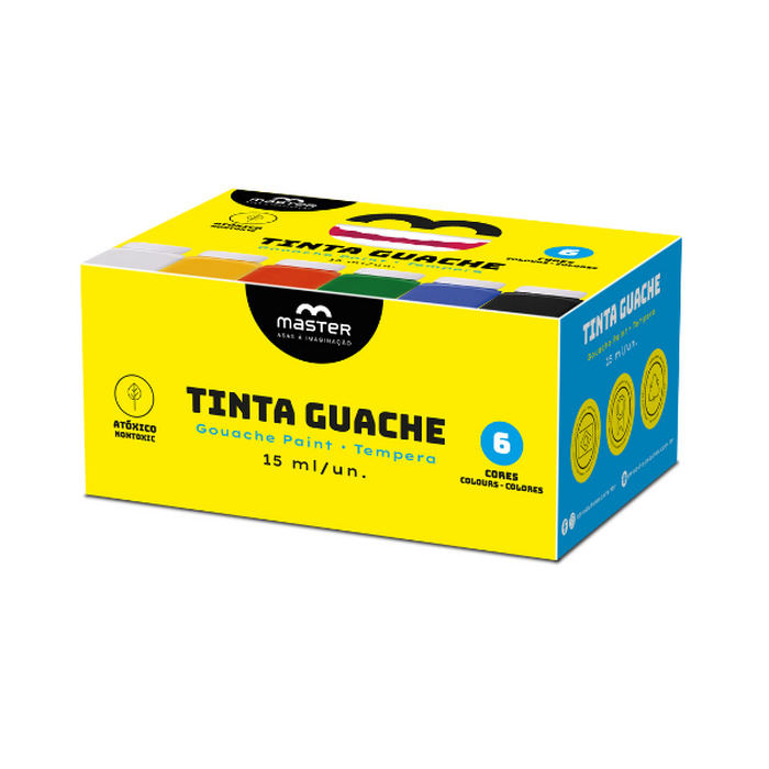 16ff314a9154470cb3fd4e18b5ccb010.jpg Tinta Guache 6 Cores Master - Imagem 1